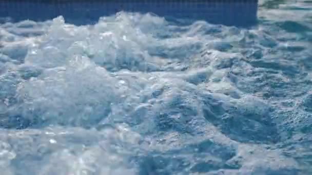 Slow Motion Video Bubbles Gracefully Rise Working Jacuzzi Swimming Pool — Stock Video