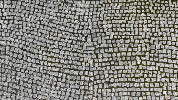 Textuur Van Donkergrijze Granieten Straatstenen Met Mos Naden Textuur Patroon — Stockfoto