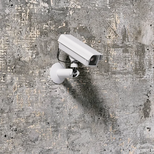 Outdoor video surveillance camera on a concrete wall. Safety system. 3d rendering
