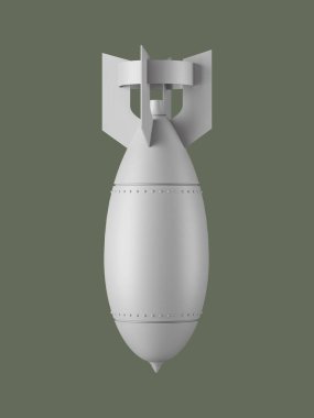 Düşen gri hava bombası ya da jöle arka planına izole edilmiş roket. İmza ya da simge. 3d hazırlayıcı
