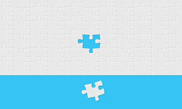 White Puzzle Dropped Element Isolated Blue Background Pattern Illustration — Stock Photo, Image