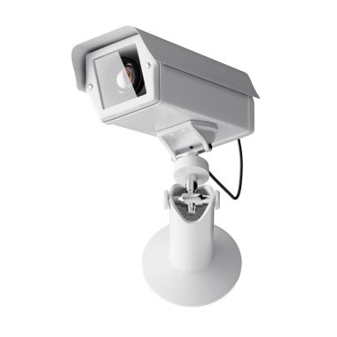 Koyu bir arkaplanda geniş bir ışık CCTV kamerası var. Güvenlik kavramı. Kaynak ya da model. 3d hazırlayıcı