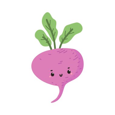 Pancar. Şirin bir kawaii karakteri. Düz biçimli vektör illüstrasyonu.