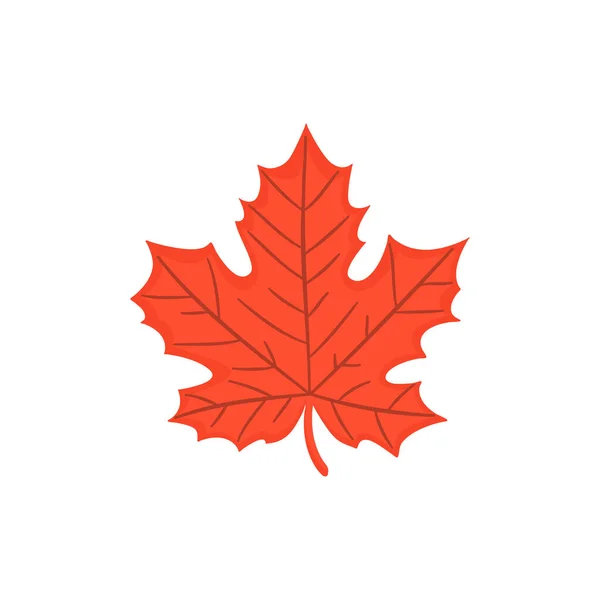 One Autumn Red Maple Leaf Vector Flat Icon Illustration — Stock Vector