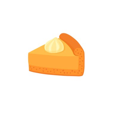 Krem şantili balkabağı turtası. Düz biçimli vektör illüstrasyonu.