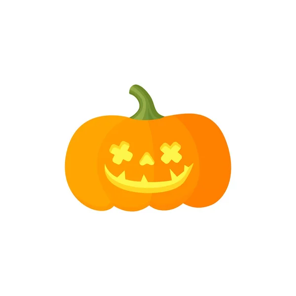 Glowing Halloween Pumpkin Head Smile Jack Lantern Orange Pumpkin Vector — Stock Vector