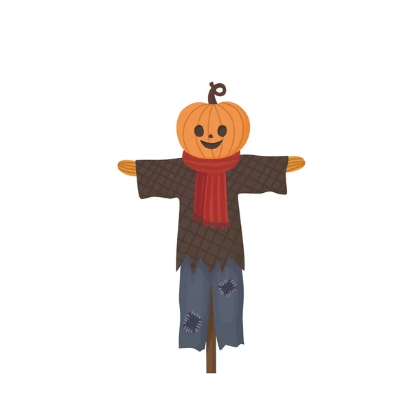 Scarecrow Pumpkin Head Vector Illustration Flat Style — Stock Vector