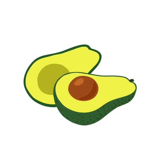 Bunte Frische Avocado Ganz Die Hälfte Flache Bio Früchte — Stockvektor