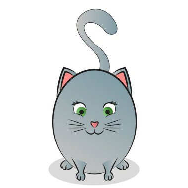 Yuvarlak, şirin bir kedinin soyut çıkartma resimleri. Vektör illüstrasyonu.