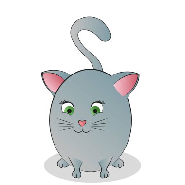 Yuvarlak, şirin bir kedinin soyut çıkartma resimleri. Vektör illüstrasyonu.