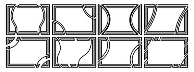 Sekiz tane tasarım çerçeve. Olağandışı bir şekil. Vektör illüstrasyonu.