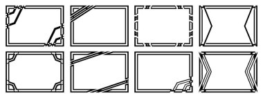 Sekiz tane tasarım çerçeve. Olağandışı bir şekil. Vektör illüstrasyonu.