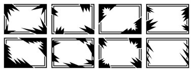 Sekiz tane tasarım çerçeve. Olağandışı bir şekil. Vektör illüstrasyonu.