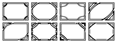 Sekiz tane tasarım çerçeve. Olağandışı bir şekil. Vektör illüstrasyonu.