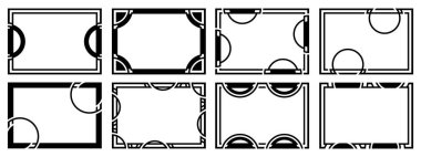 Sekiz tane tasarım çerçeve. Olağandışı bir şekil. Vektör illüstrasyonu.