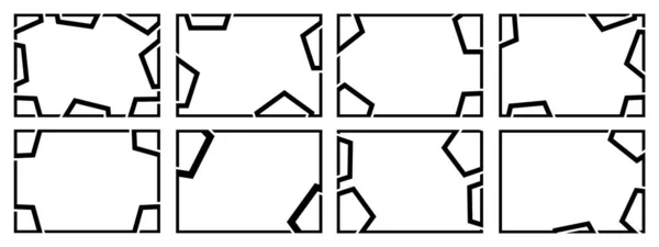 Ensemble Huit Cadres Design Cadres Une Forme Inhabituelle Illustration Vectorielle — Image vectorielle