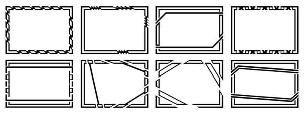 Ein Satz Von Acht Designerrahmen Rahmen Von Ungewöhnlicher Form Vektorillustration — Stockvektor