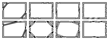 Sekiz tane tasarım çerçeve. Olağandışı bir şekil. Vektör illüstrasyonu.