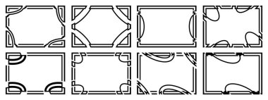 Sekiz tane tasarım çerçeve. Olağandışı bir şekil. Vektör illüstrasyonu.
