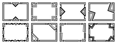 Sekiz tane tasarım çerçeve. Olağandışı bir şekil. Vektör illüstrasyonu.