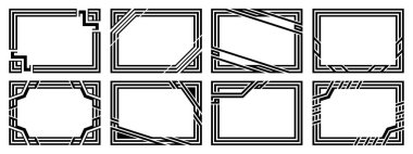 Sekiz tane tasarım çerçeve. Olağandışı bir şekil. Vektör illüstrasyonu.