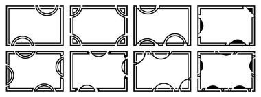 Sekiz tane tasarım çerçeve. Olağandışı bir şekil. Vektör illüstrasyonu.