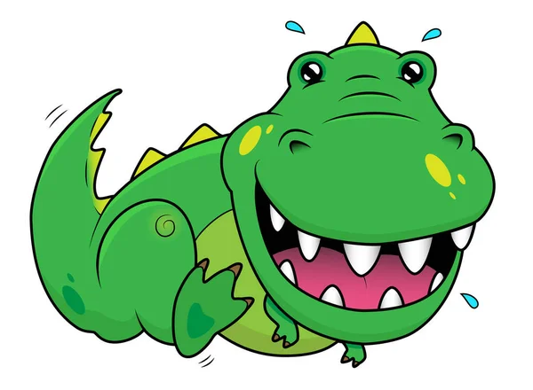Şirin Dinozor Çocuk Çizgi Filmi Komik Mutlu Tyrannosaurus Çocukları Izole — Stok Vektör