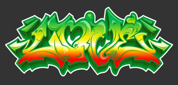 Parola Amore Stile Graffiti Leggibile Colori Rasta Vibranti Adesivo Vettore — Vettoriale Stock