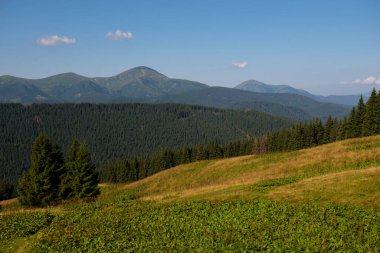 Ukrayna 'nın Karpat Dağları' ndaki Chornohora Dağı 'ndaki Hoverla ve Petros Dağları