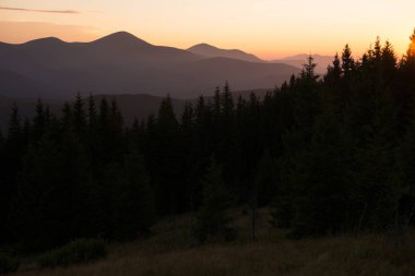 Ukrayna 'nın Karpat Dağları' ndaki Chornohora Dağı 'ndaki Hoverla ve Petros Dağları