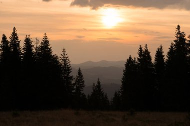 Ukrayna 'nın Karpat dağlarındaki Kukul tepesinden sonbahar manzarası