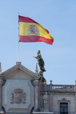 Barselona 'nın eski mimari manzarası ilkbaharda, Katalonya, İspanya