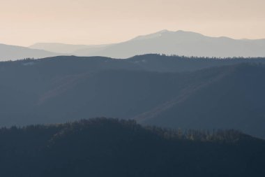Ukrayna, Karpatya 'daki Borzhava sıradağlarından bahar dağı manzarası