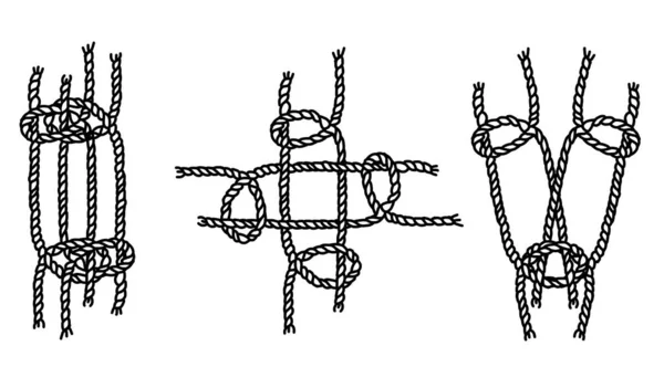 Лінія Мистецтво Морські Мотузки Набір Колекція Мотузки Шнури Ілюстрація — стокове фото