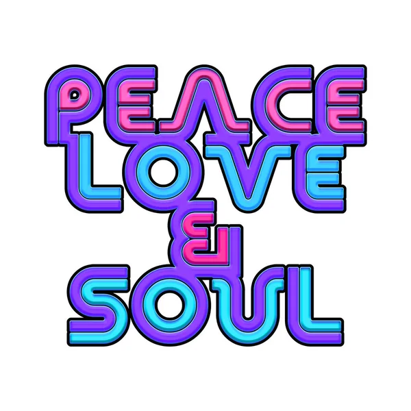 Neon Sign Peace Love Soul Text Pink Blue Purple Neon – stockfoto