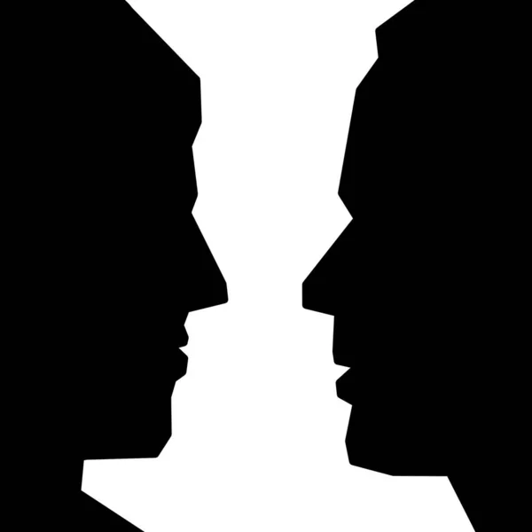 Silhouette Two People Looking Each Other Abstract Black White Love — Stockfoto
