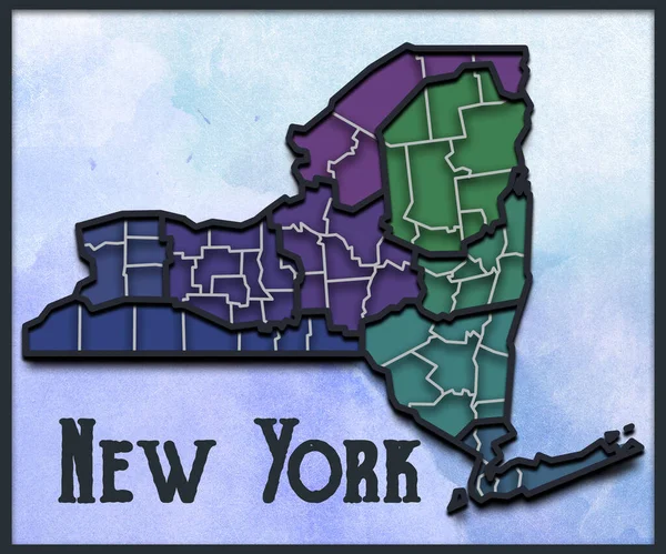 Carte Des Comtés État New York Illustration Ville Des États — Photo
