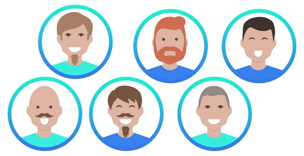 Sada Business Men Avatars Smiling Face Illustration Team Group Icons — Stock fotografie