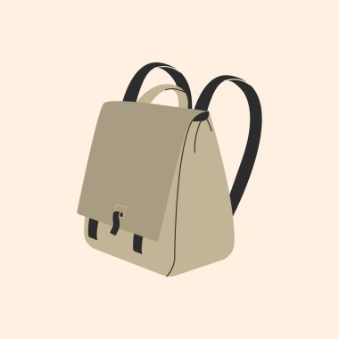 Fashion backpack. Cartoon city rucksack flat style, stylish doodle knapsack bag, school satchel. Vector illustration.