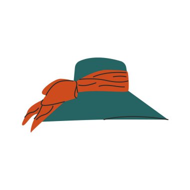 Women hat with ribbon. Stylish elegant female fashion headwear isolated on white background. Vector cartoon illustration.