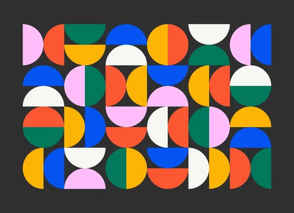 幾何学的パターンの背景 シンプルな最小円形状現代的なバウハウススタイル 抽象的なスイスのバナーデザイン ベクトルアート — ストックベクタ