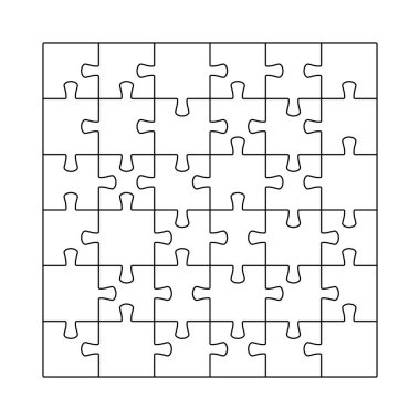 Bulmaca oyunu parçaları. Yapboz ızgara bölümü boş detay çerçevesi, iş takım çalışması başarı metaforu. Vektör illüstrasyonu.