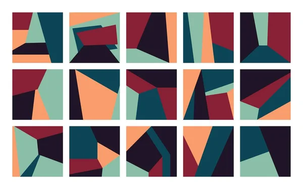現代の幾何学的な鋭い形状 抽象バウハウス大胆な正方形の要素は 原始的なブロックの至上主義スタイル ベクトルモザイクセット — ストックベクタ
