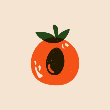 Sulu meyve çizimi risografı. Soyut doğal şeftali şeftalisi nektarin dilimi linocut baskı efekti. Vektör illüstrasyonu.