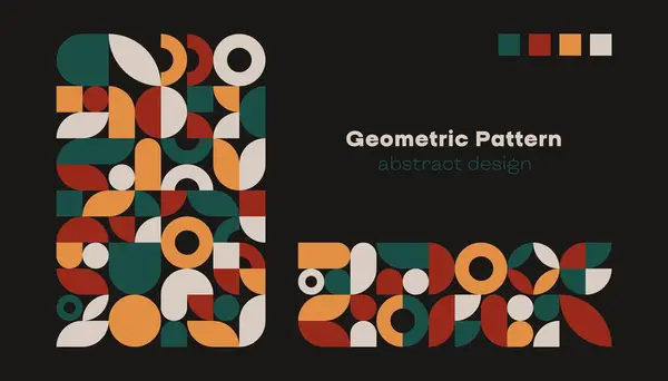 Abstrakcyjny Wzór Geometryczny Nowoczesny Prosty Okrąg Kwadratowe Kształty Minimalny Baner Grafika Wektorowa