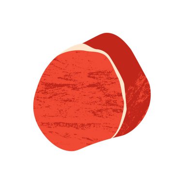 Fileminyon bifteği. Barbekü için ızgara sığır filetosu, restoran menüsü tasarımı için çiğ biftek düz çizgi film tarzı, kasap dükkanı konsepti. Vektör izole illüstrasyonu.