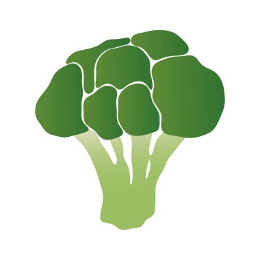 Brokoli ikonu. Taze yeşil sebze, yapraklı karikatür organik gıda, gradyan sağlıklı vejetaryen besin, yemek malzemeleri. Vektör izole brokoli çizimi.