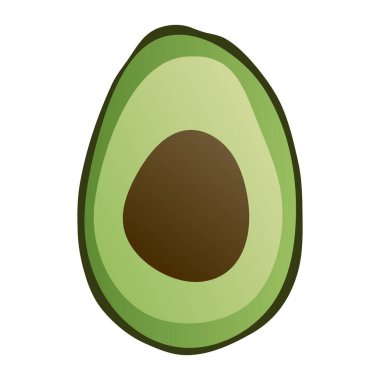 Taze avokado. Tohumlu yeşil avokado meyvesi yarısı, sağlıklı egzotik gıda vejetaryen besin, çiğ guacamole malzemesi. Vektör izole illüstrasyonu.