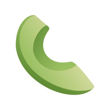 Avokado parçası. Organik yeşil avokado dilimi, olgun yeşil meyve, sağlıklı egzotik gıda abur cuburu, çiğ vejetaryen guacamole malzemesi. Vektör illüstrasyonu.