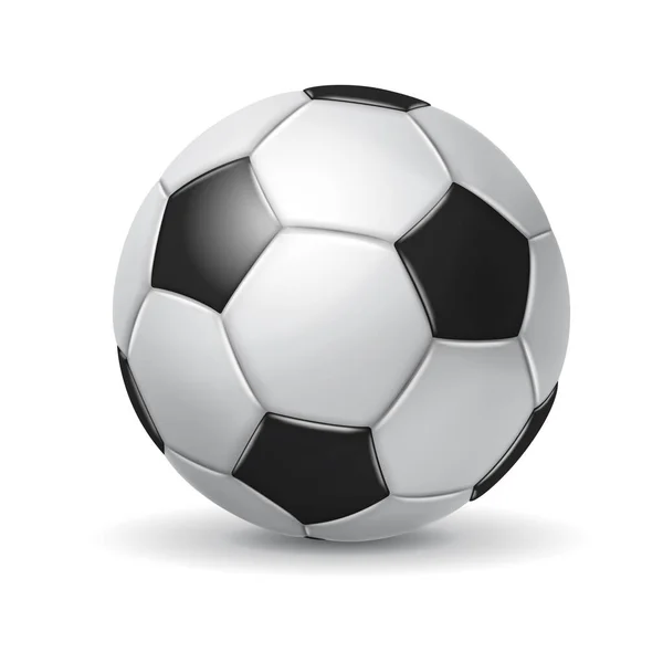 Büyük Gerçekçi Futbol Topu Beyaz Siyah Renkli Yumuşak Gölgeli — Stok Vektör